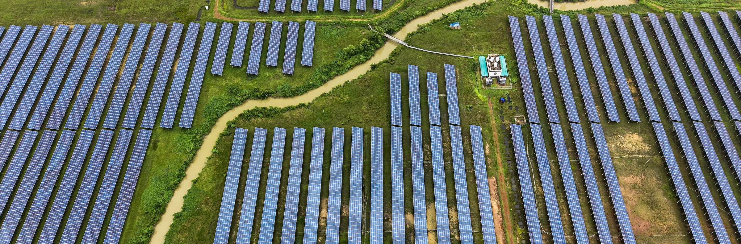 Aerial view of a solar farm